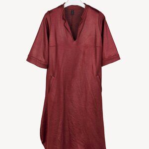 Bellinky Burgundy Shiny French Terry Maxi Dress